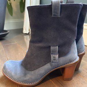 Leather Blue Ankle Boots